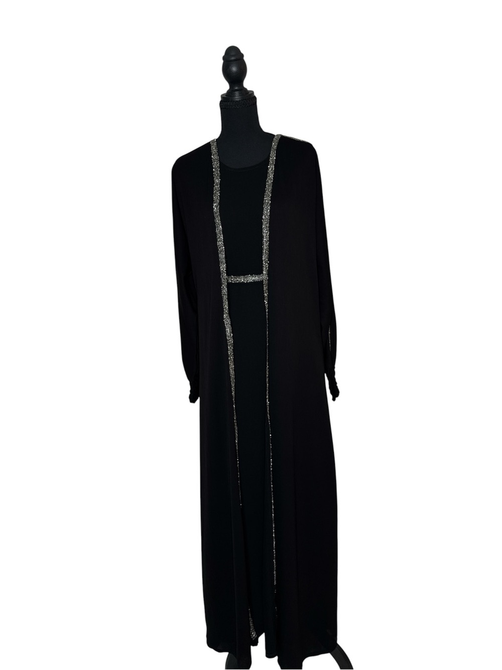 Black long sleeve two piece abaya size 2